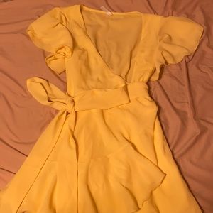 Lucy in the Sky yellow wrap dress